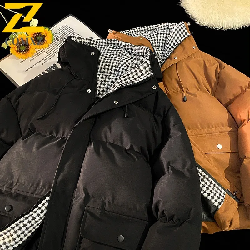 COMXZ Fake Two Piece Workwear Cotton Coat New Casual Thick Warm Hooded Padded Jacket waterproof outdoor lightweight windbreaker