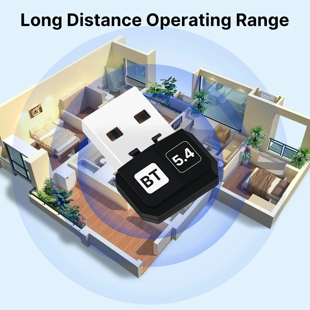 USB บลูทูธ5.4 dongle อะแดปเตอร์ไร้สายรับส่งสัญญาณเสียงบลูทูธสำหรับตัวแปลงบลูทูธสำหรับคนขับ Win10/11