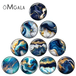 New Blue Golded Texture Art Patterns 12mm/18mm/20mm/25mm Round photo glass cabochon demo flat back Making findings