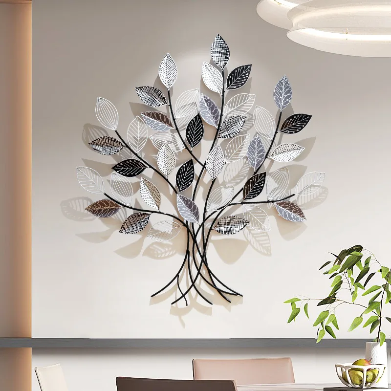 Modern Iron Art 3D Simulated Phoenix Tail Leaf Wall Decoration Restaurant Background Wall Living Room Entrance Room Decor