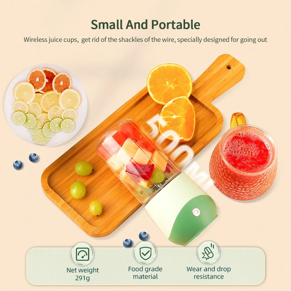 500ML Portable Juicer Blender USB Electric Mini Smoothie Mixer Fresh Juicers Cup Fruit Squeezer Baby Food Wireless Juicer