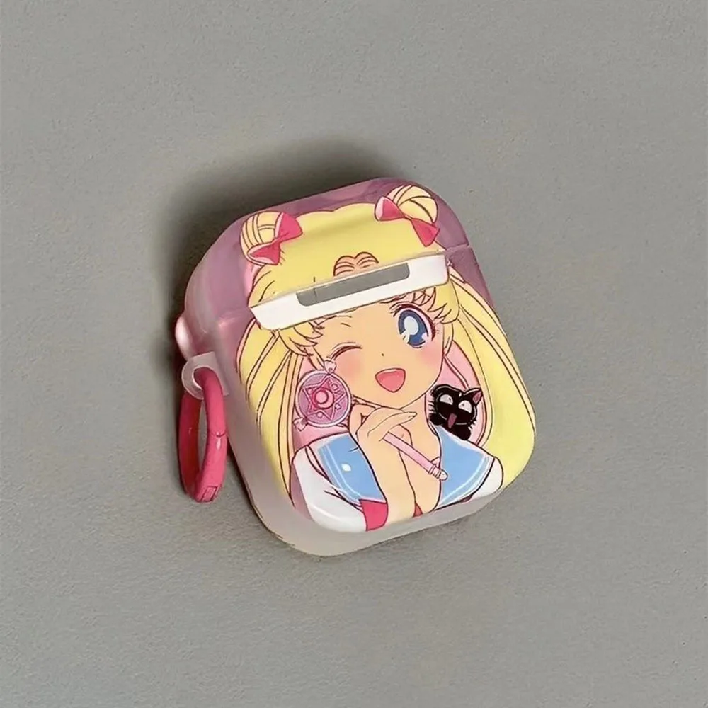 Kawaii Anime Sailor Moon Airpods 1/2 Protective Case Cartoon Print Airpods Pro 2 Wireless Bluetooth Earphone Case Practical Gift