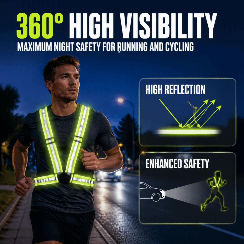 2pcs Adjustable Strap Reflective Safety Vest Green Color Unisex Design High Visibility Vest Elastic Band Elastic Safety Strap