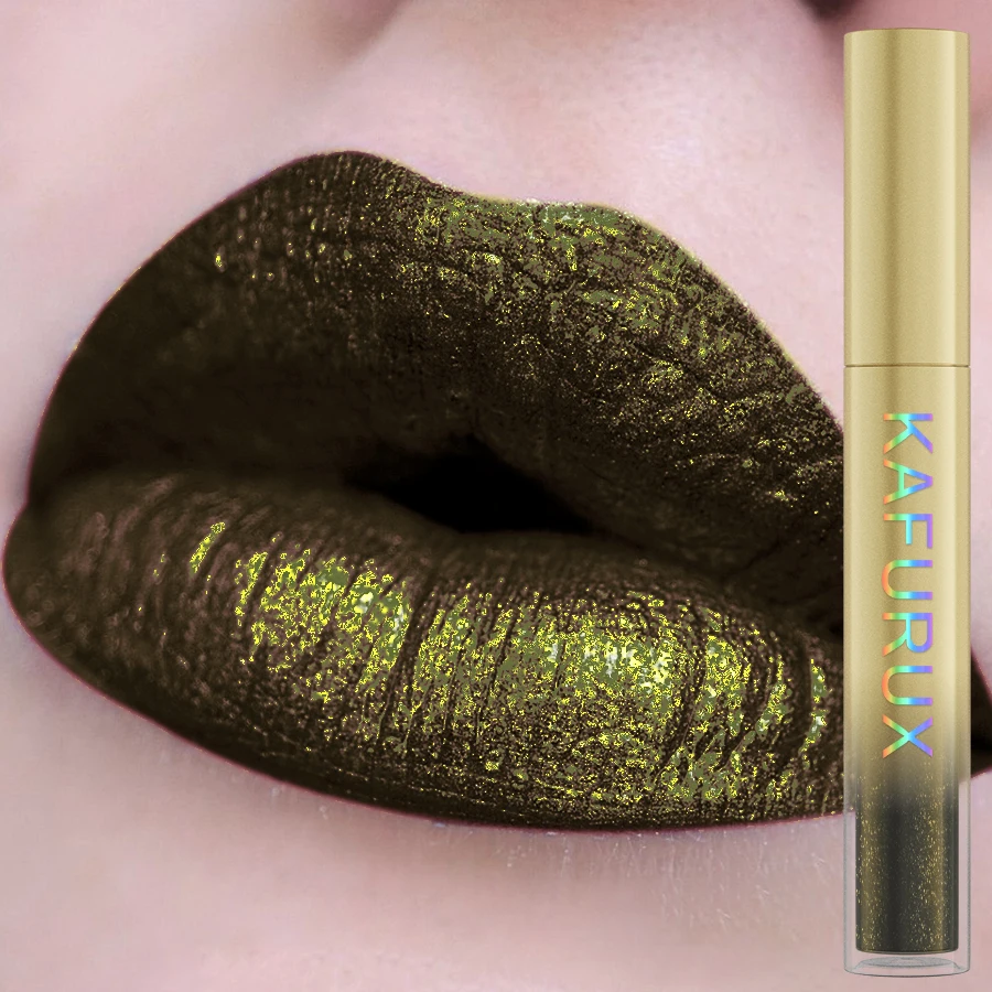 1個入り グリッターリップグレイズ 長持ちリップグロス 防水リキッドリップスティック グリーン 韓国メイク リップオイル 高発色リップティント ギフト