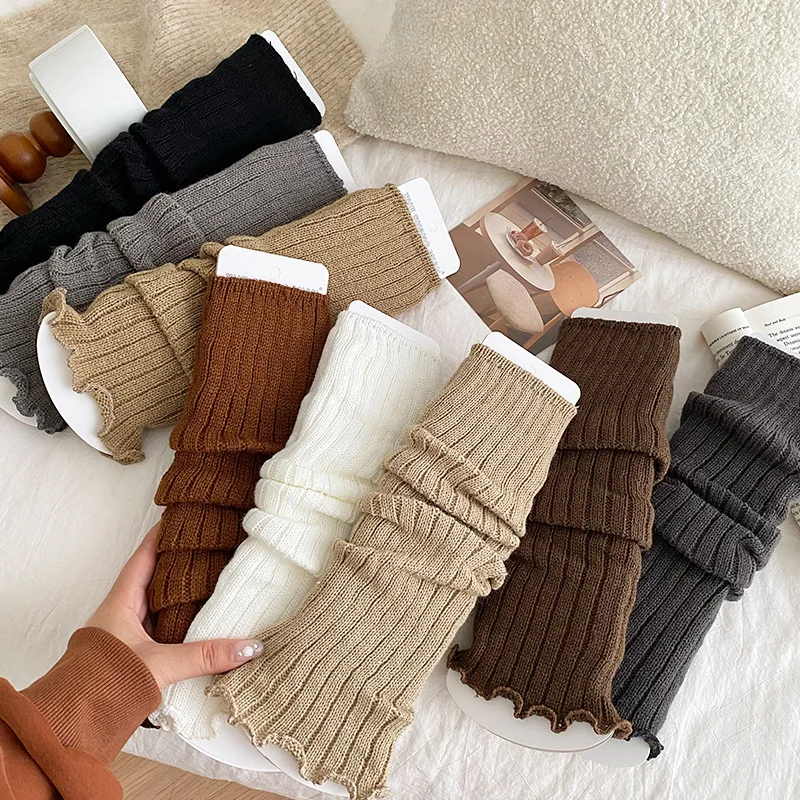 Spring and Autumn Beautiful Leg Sock with Wooden Earflaps, Plain-colored Sock, Long Tube Leg Protector, Warm-keeping Sock