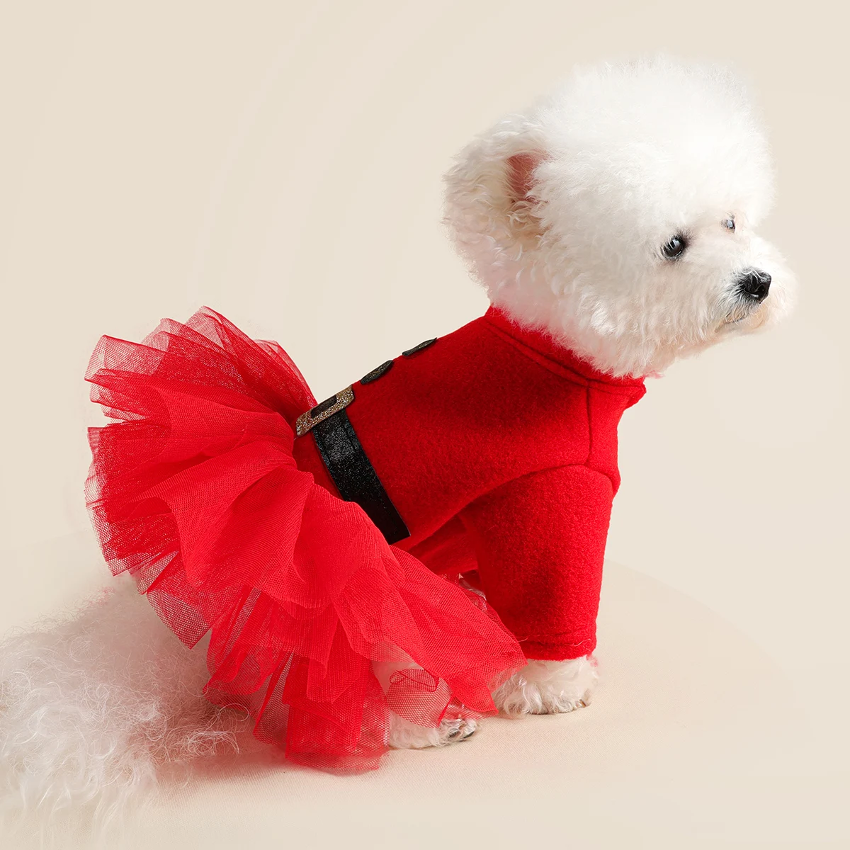 猫犬ペット服かわいい赤いクリスマス新年ドレス秋と冬のプリンセススタイルふわふわガーゼドレス