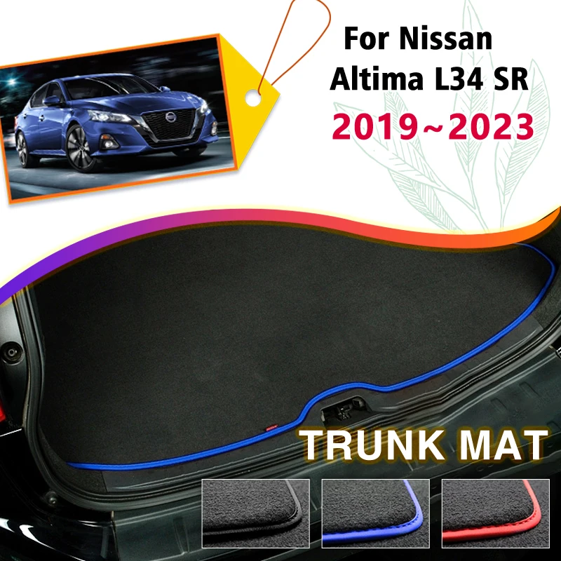 

Задние коврики для багажника Nissan Altima L34 SR 2019 ~ 2023 2022, подкладка для багажника, лоток для багажника, напольные накладки для багажа, автомобильные аксессуары, наклейки