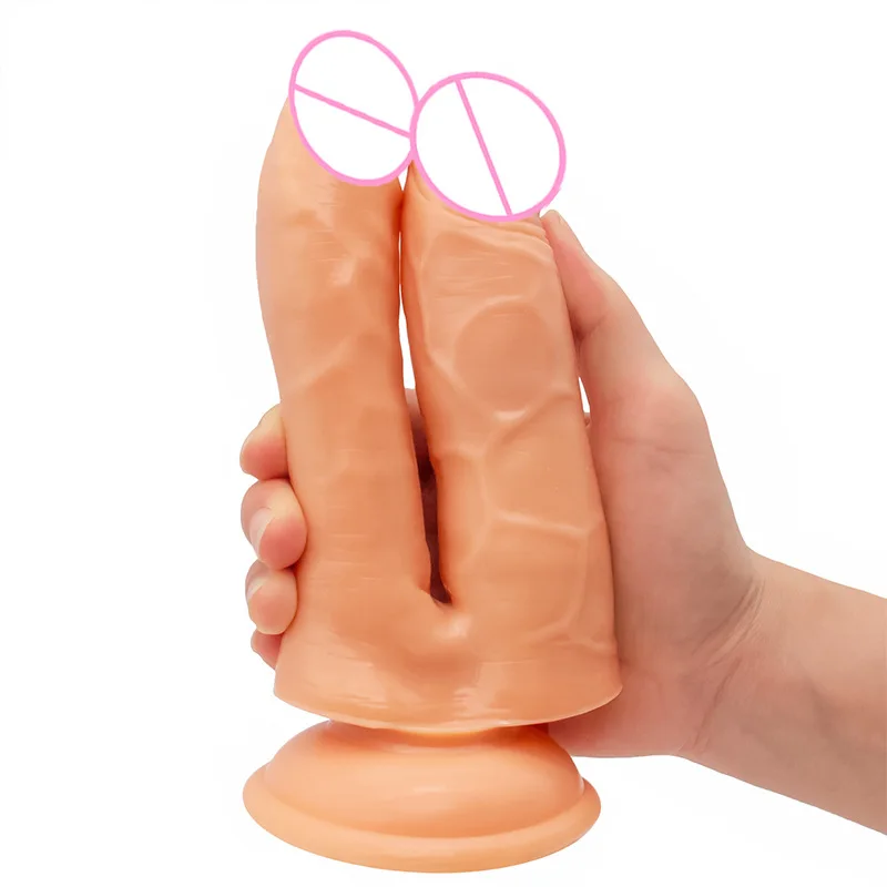 Pénis Éltransparent en PVC pour femme, mini gode en forme de U à double tête, jouets sexuels pour adultes, masturbation du jaune, fesses plus, 18 ans et plus