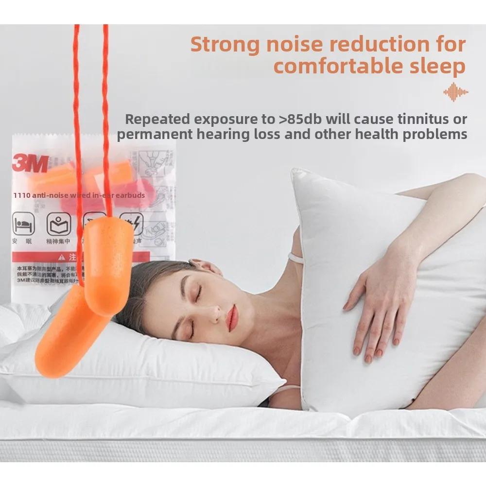 3M Earplugs 1110: Protective Soundproof Earplugs, Noise Reduction for Sleep, Jingkexiu Sleep-Specific Anti-Noise Earplugs