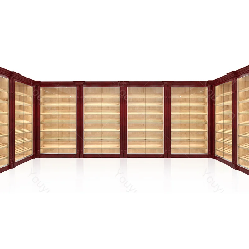 (customized)Cigar Humidor Cabinet Display Smoke Shop Display Showcase With Best Quality Strong Wood And Lockable Storage