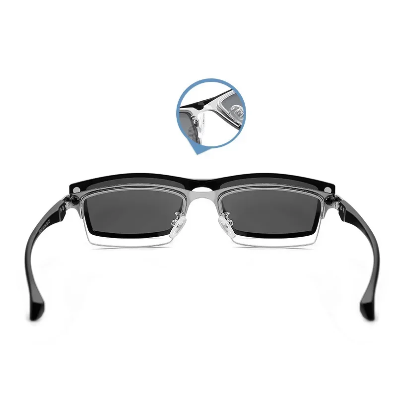 2347 TR Legs 6 IN 1 Three Color Frame Magnetic Sunglasses 5 Clips On Glasses Metallic Rectangle Optic Myopia Frame