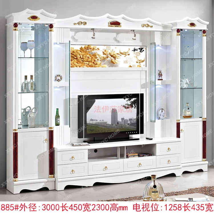 TV combination wall cabinet overall TV wall cabinet TV background living room video cabinet white