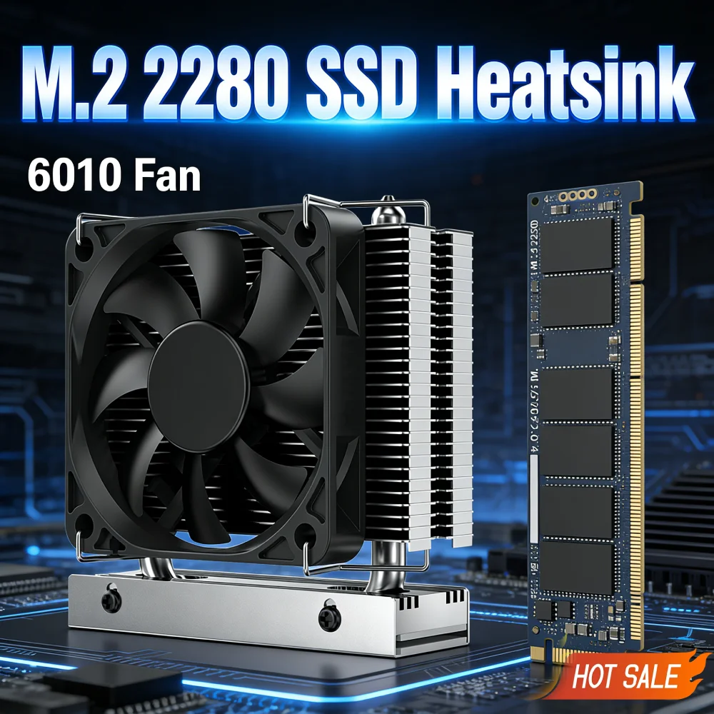 

Активный охлаждающий радиатор для M.2 SSD 2280 с вентилятором, PCIe 4.0/5.0, для настольных ПК