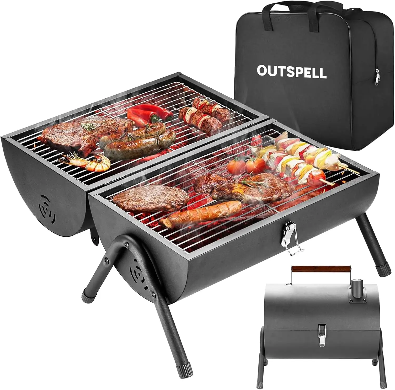 

Portable Charcoal Grill Outdoor Stove: BBQ Easy to take Two Side Carbon Griller