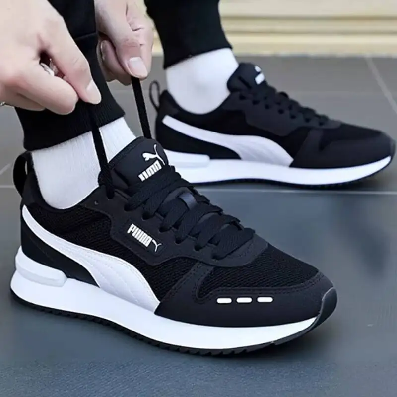 Authentic PUMA Unisex 2026 Summer R78 Vintage Mesh Running Shoes Black White Low Top Casual Sneakers 373117-01