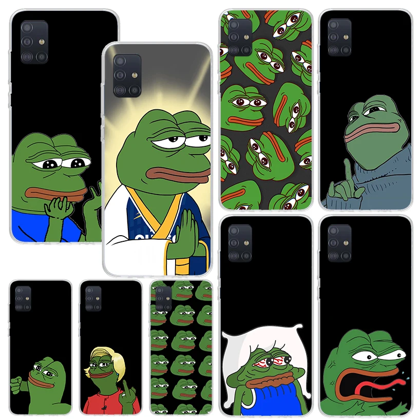 Cute Frogs Party Sad Pepe Phone Case For Samsung A51 A41 A31 A21S A11 A01 A71 A50S A40 A30S A20E A10S A70 A6 A7 A8 A9 Plus Back