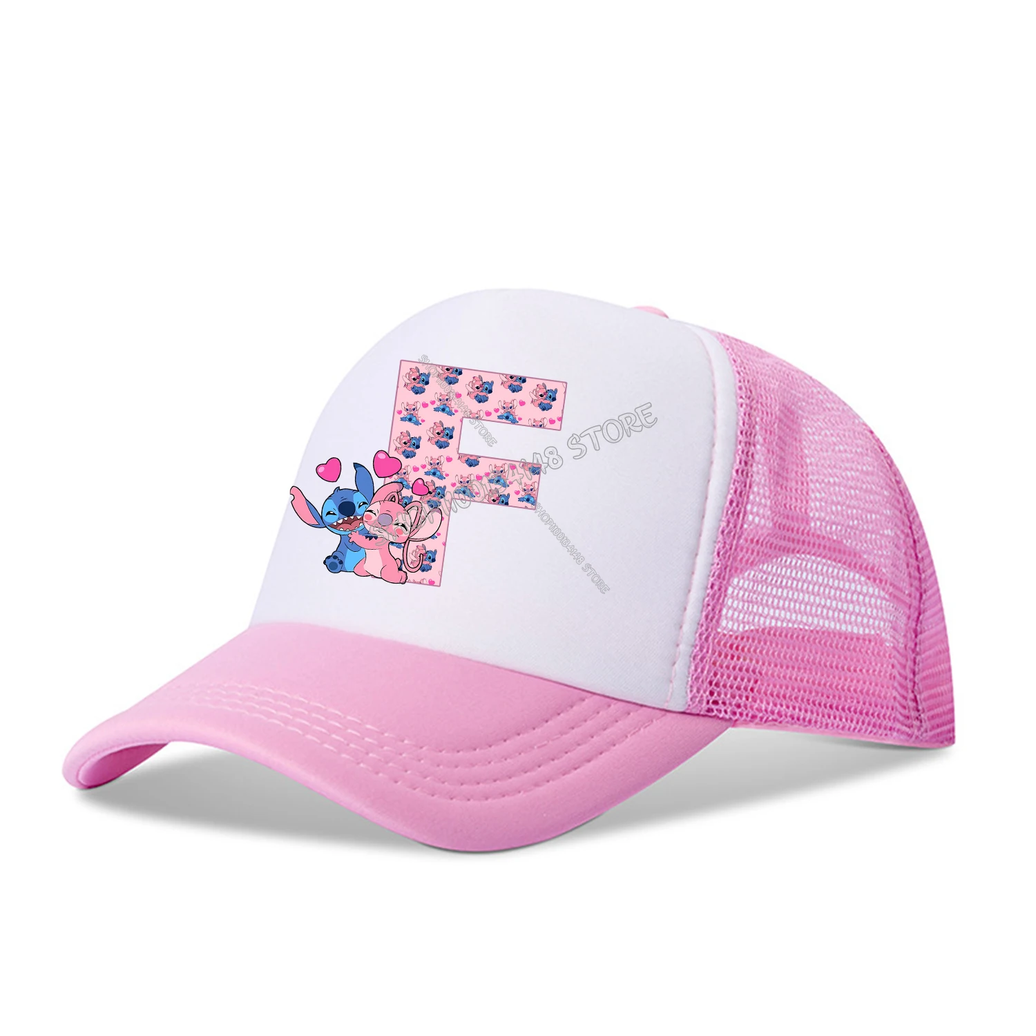 Disney Stitch Letters Baseball Cap 26 Alphabet Kids Adult Cap Cute Cartoon Pink Peaked Hat Anime Summer Hats Fashion Accessories