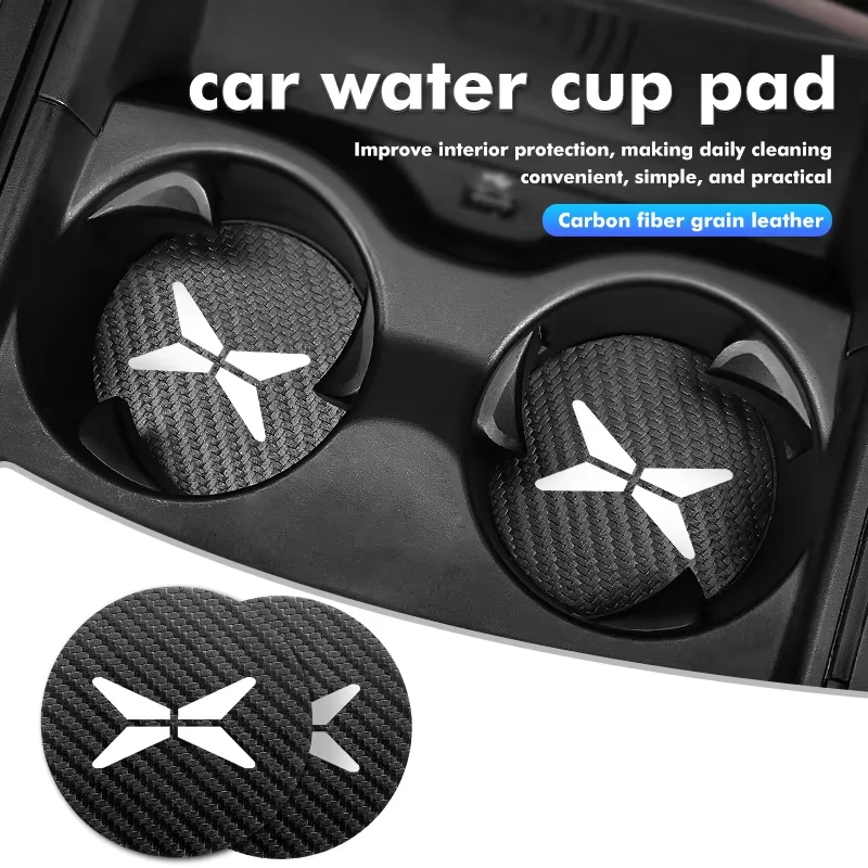 

2pcs Carbon Fiber Car Cup Coasters For Xpeng G6 G9 G3 P7i X9 P5 Water Bottle Non-Slip Pad Anti-Slip Mat Accessories
