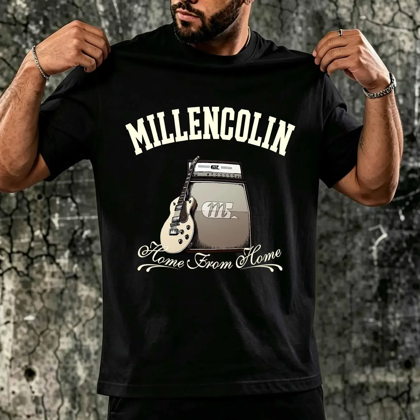washed T Shirt Millencolin Home from Punk Rock Band Active vintage Washed Casual graphic fashion Comfortable Breathable