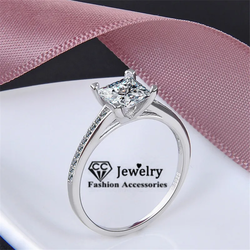 CC Rings for women Wedding Jewelry Shining Square Design Luxury Bridal Elegant Accessories Engagement Party Inlay CC631