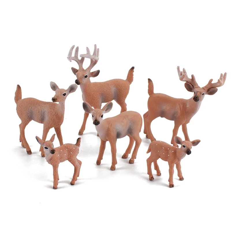 Model Christmas Deer Elk Deer Reindeer Family for Doll Collectible Figurine Action Figures Home Decor