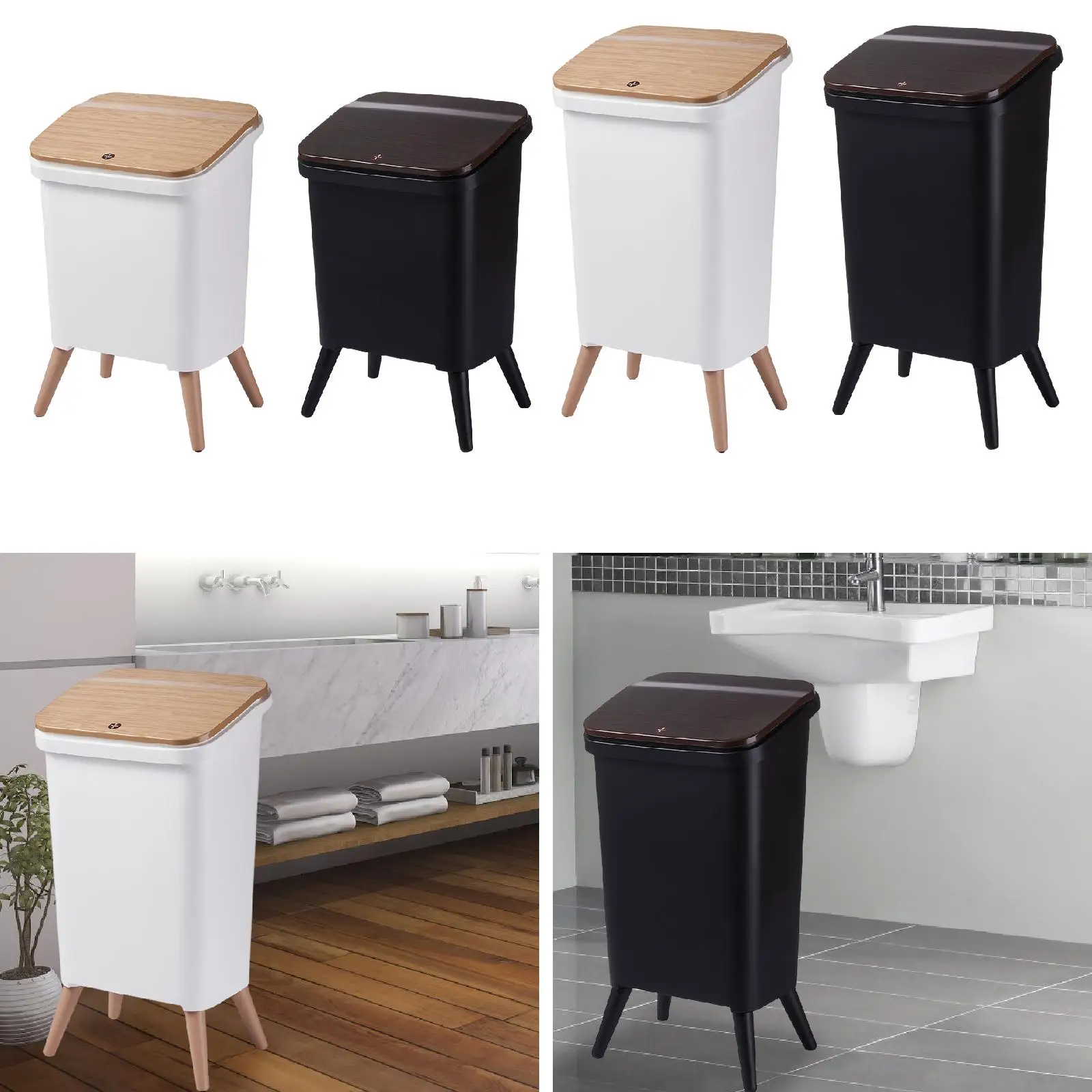 

Multi Layered Kitchen Trash Can with Press Lid Indoor Outdoor Waste Bin for Laundry Room Office Bathroom