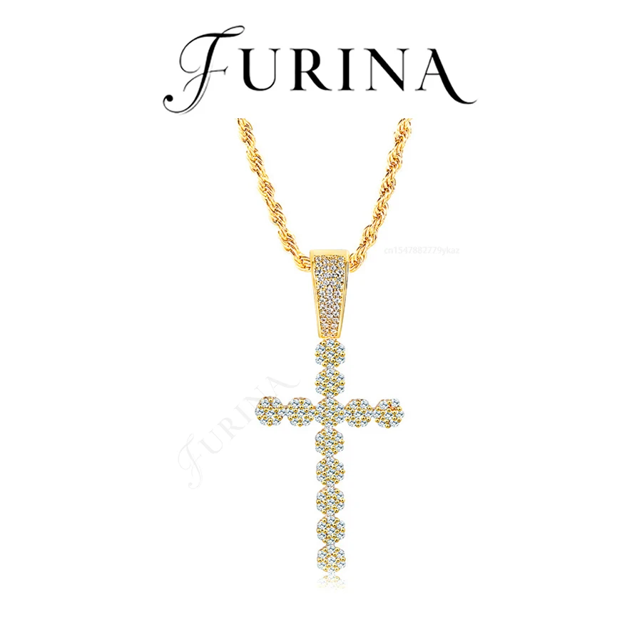

Furina 18K Gold Plated Cross Necklace Luxury 5A Zircon Jewelry Hip-hop Style 2025 For Girlfriend Man Christmas Valentine Gift