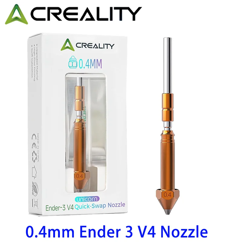 

Оригинальное сопло Creality Ender 3 V4, быстросменное сопло Unicorn 0,4 мм, сопло из медного сплава и закаленной стали для Ender 3 V4