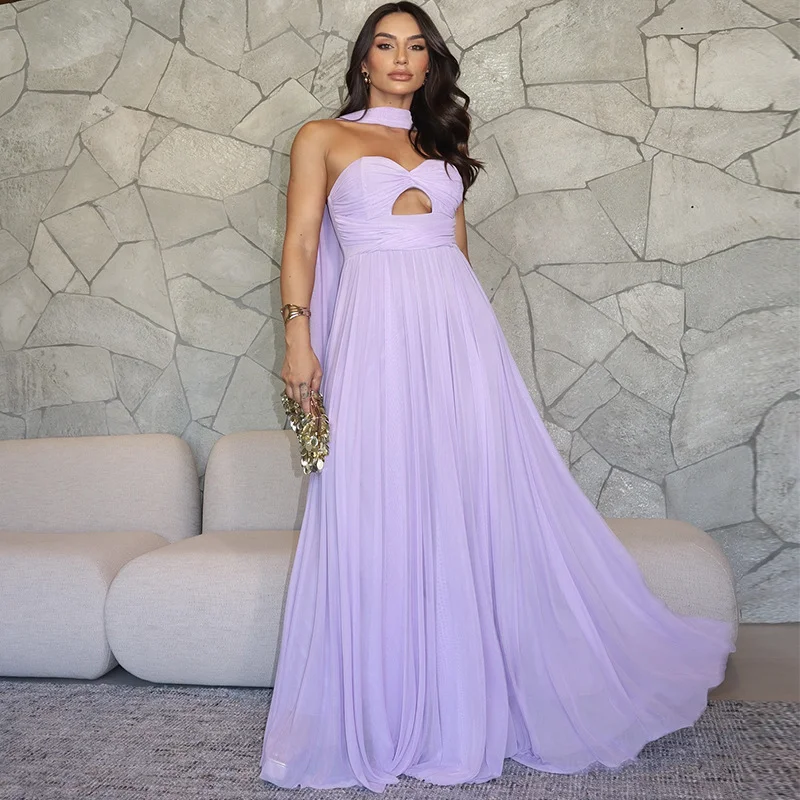 Tesco szyfonowe damskie letnie długie sukienki Sweetheart bez ramiączek drążą suknie wieczorowe damskie suknie balowe sukienki imprezowe