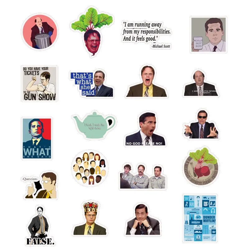 50PCS Funny TV Show The Office Stickers Graffiti Decals Motorcycle Travel Luggage Guitar Skateboard Cartoon Sticker Classic Toy