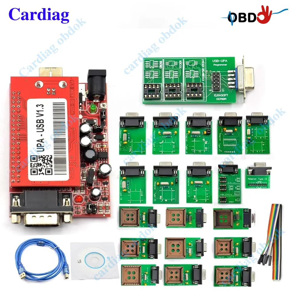 

UPA USB V1.3 Full Adapters TMS And 1.3 NEC Eeprom Adapter Board With 8 Soic Clip Cable ECU Key Programmer