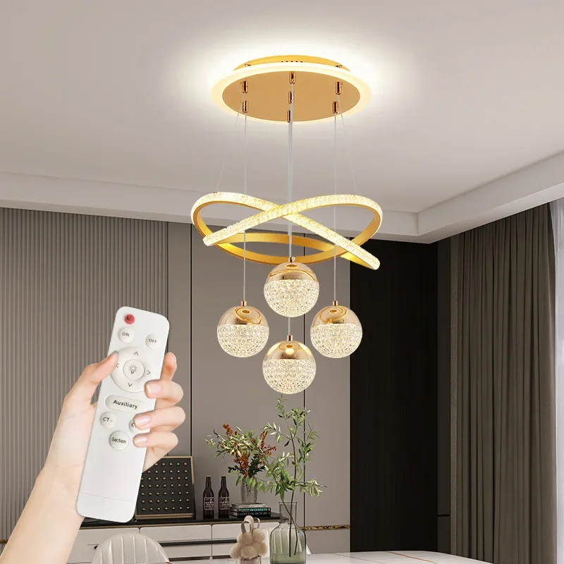 Modern Nordic Pendant Light 4 Head LED Dining Room Gold Black Sling Remote Control Dimming White Warm Neutral Light Pendant Lamp