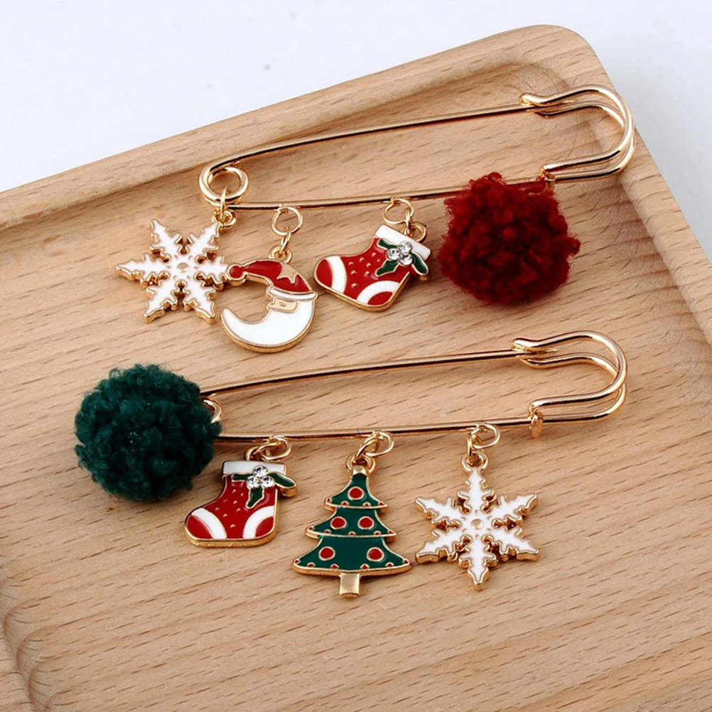 

3 Pcs Brooch Pin Christmas Safety Brooches for Women Elegant Alloy Holiday Costume