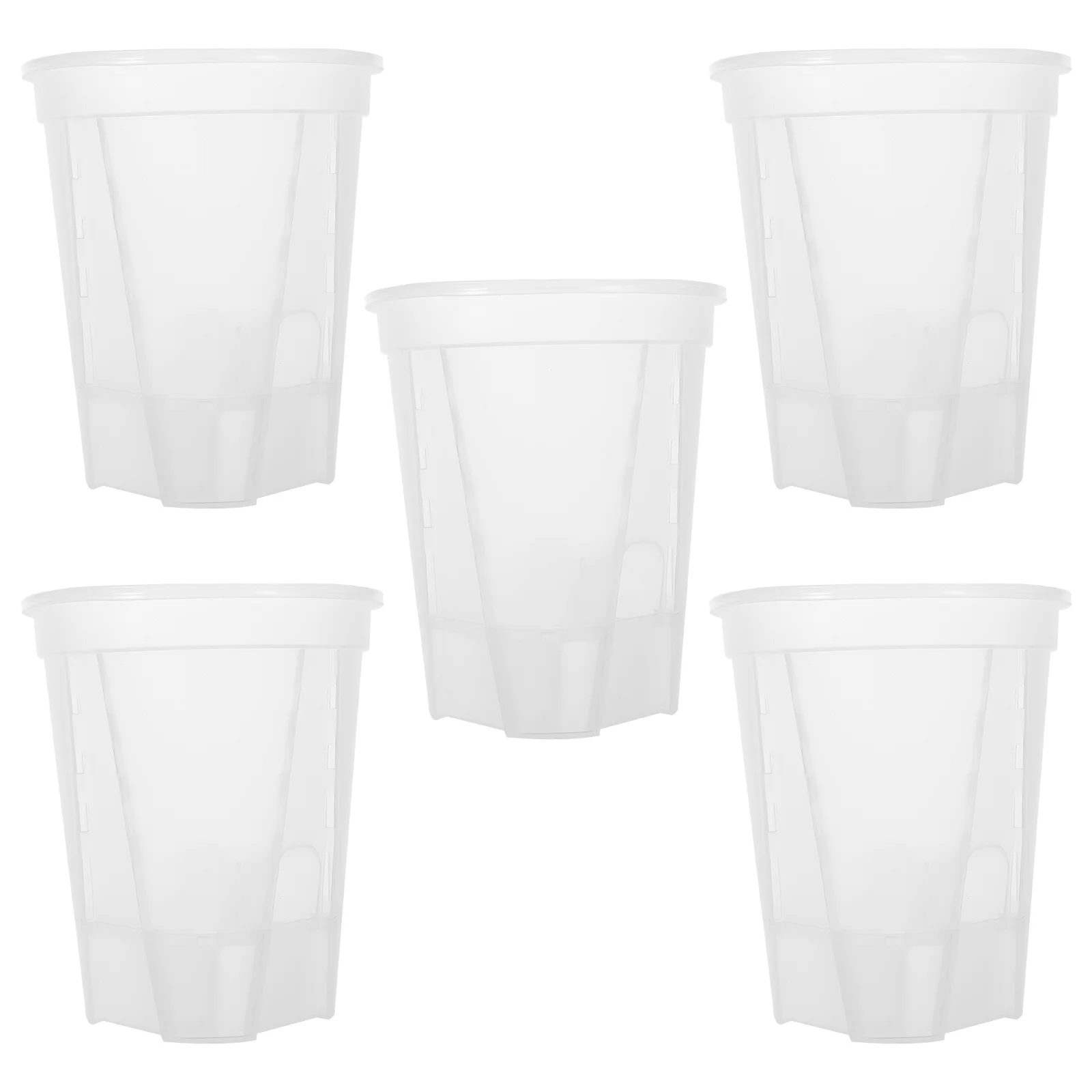 

5 Pcs Self Watering Flower Pot 12cm White Transparent Base Automatic for Indoor Plants chid Plastic Modern