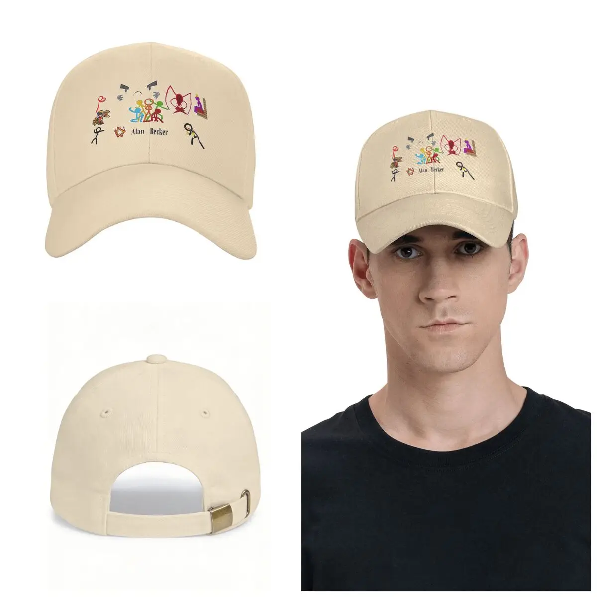 Alan Becker Five Stick Figures With Fire Mouse Pickaxe Cap Fashion Casual Baseball Caps Adjustable Hat Unisex Baseball Hats
