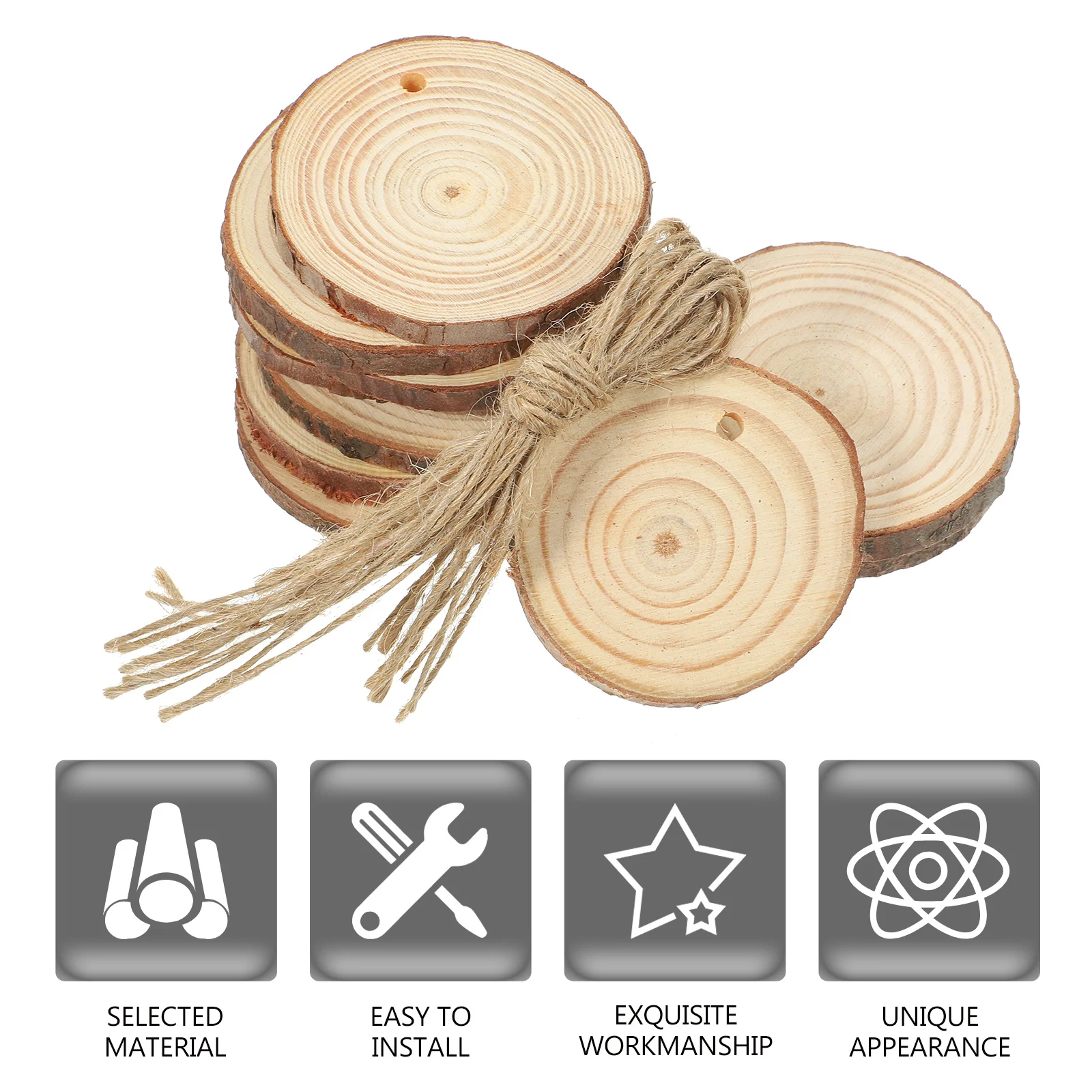 

10pcs Wood Slice Ornaments Unfinished Round Wooden Discs Christmas Decor Centerpieces DIY Projects Home Office Party Holidays