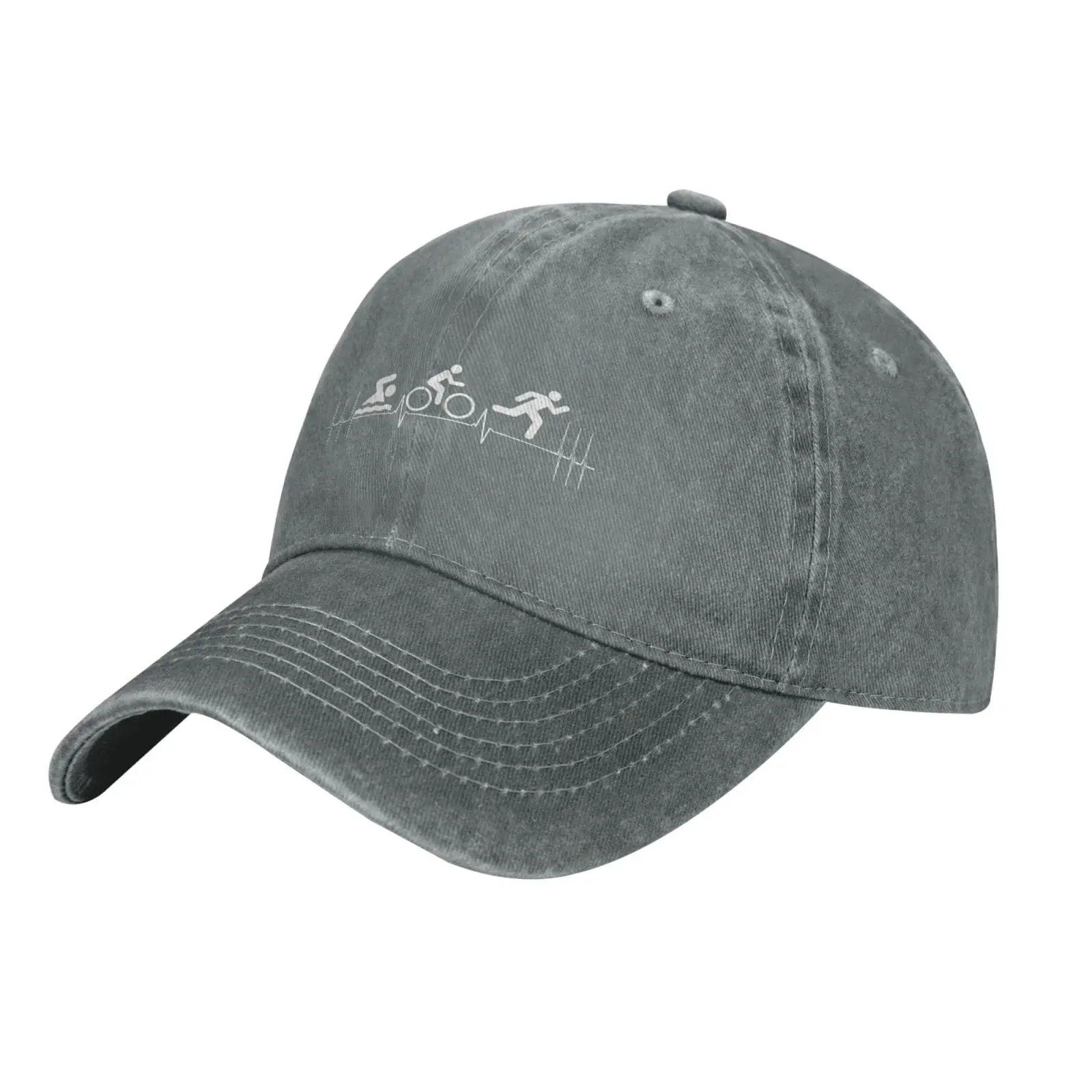 Triathlon Heartbeat Denim Trucker Hat Baseball Cap for Men Or Women Cowboy Hats