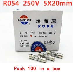 100pcs ceramic fuse 5mm x 20mm slow melting R054 AC250V 0.5A, 1A, 2A, 3A, 4A, 5A, 6A, 8A, 10A, 13A, 15A, 16A, 20A, 25A