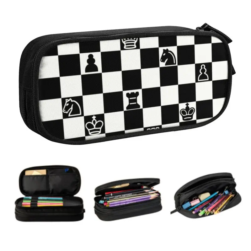 Fashion Chess Cute Pencil Case Boys Gilrs Big Capacity Chessboard Game Pencil Box Students Stationery