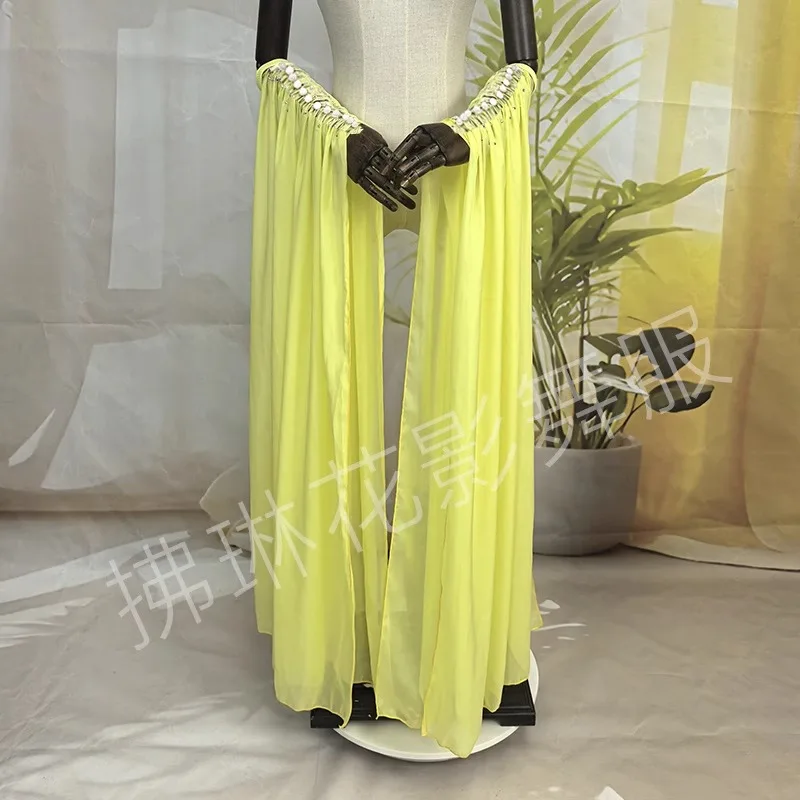 

Flilin Flower Shadow Modern Dance Hand Floating Dancing Dress Ballroom Dance Dresses Pearl Big Floating Sleeves