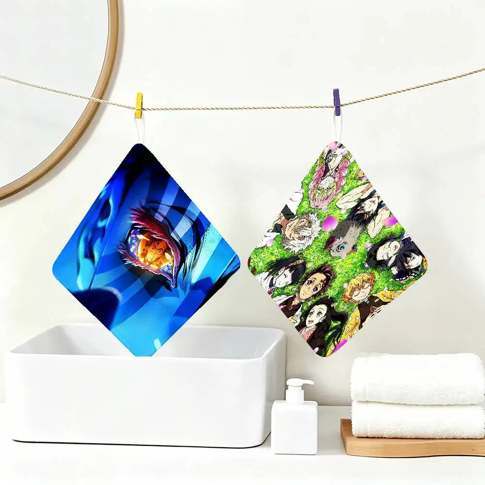 Anime D-DemonS Slayer Polyester Cotton Hanging Kitchen Towel, Soft Hand Wiping Towel, Reusable for Kitchen Bathroom Home