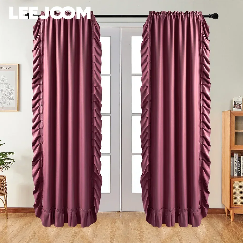 LEEJOOM European Style Village Ruffled Curtain for French Curtain Window Blinds Drapes Home Decor 1P