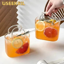Portable Handbag Glass Cup,Creative Cocktail Glasses Cups,Funny Fruit Wine Glass Cups,Ins Style Bag Glass With Straw,Bar Tools