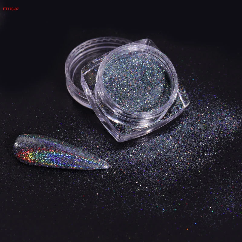 12Jars/set Holographic Glitter Nail Fine Powder 0.05mm Super Shinying Unicorn Rainbow Laser Powder DIY Mirror Manicure Powder
