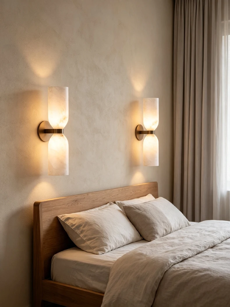 Real Marble Wall Light Gold Black Copper E14 Bulb For Indoor