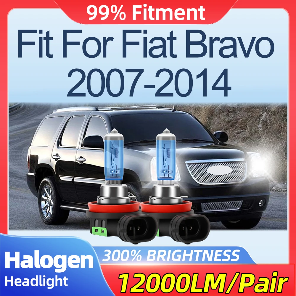 

Fit For Fiat Bravo 2007-2010 2011 2012 2013 2014 12000LM Turbo Auto Lamps 100W Canbus No Error Fog Lights 12V 6500K Halogen Bulb
