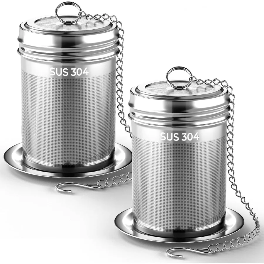 

2 упаковки ситечек для чая для рассыпного чая, 1,58 x 2,2, очень мелкая сетка, заварочный чайник из нержавеющей стали 304, резьбовая крышка, листовой чай, крутой