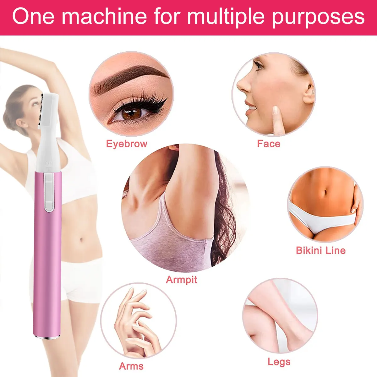 เครื่องเล็มขนคิ้วไฟฟ้าพร้อมหวี ใช้ได้ทั้งชายและหญิง ไม่เจ็บ ใช้งานง่าย พกพาสะดวก ใช้แบตเตอรี่ สำหรับใบหน้า ริมฝีปาก รักแร้ ขา และลำตัว