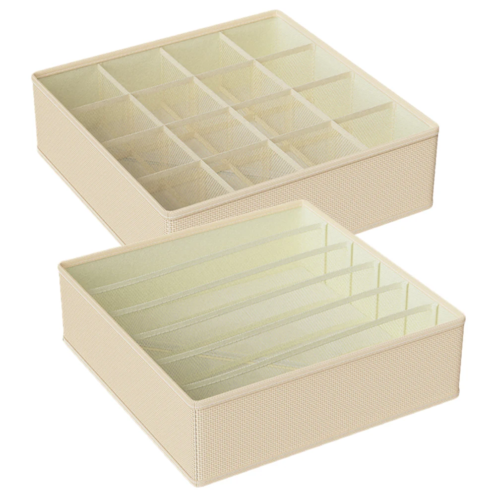 

2 Pieces Storage Box Fabric Wardrobe Socks Bra Closet Bra Socks Organizer Organizer Drawer 6+16 Layers Oxford Grey