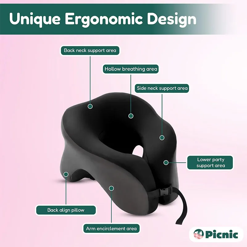 1pc Memory Foam U-shaped Pillow, Travel Neck Pillow, Sleeping Pillow, Neck Pillow, Portable Cervical Neck Support Pillow - view 2